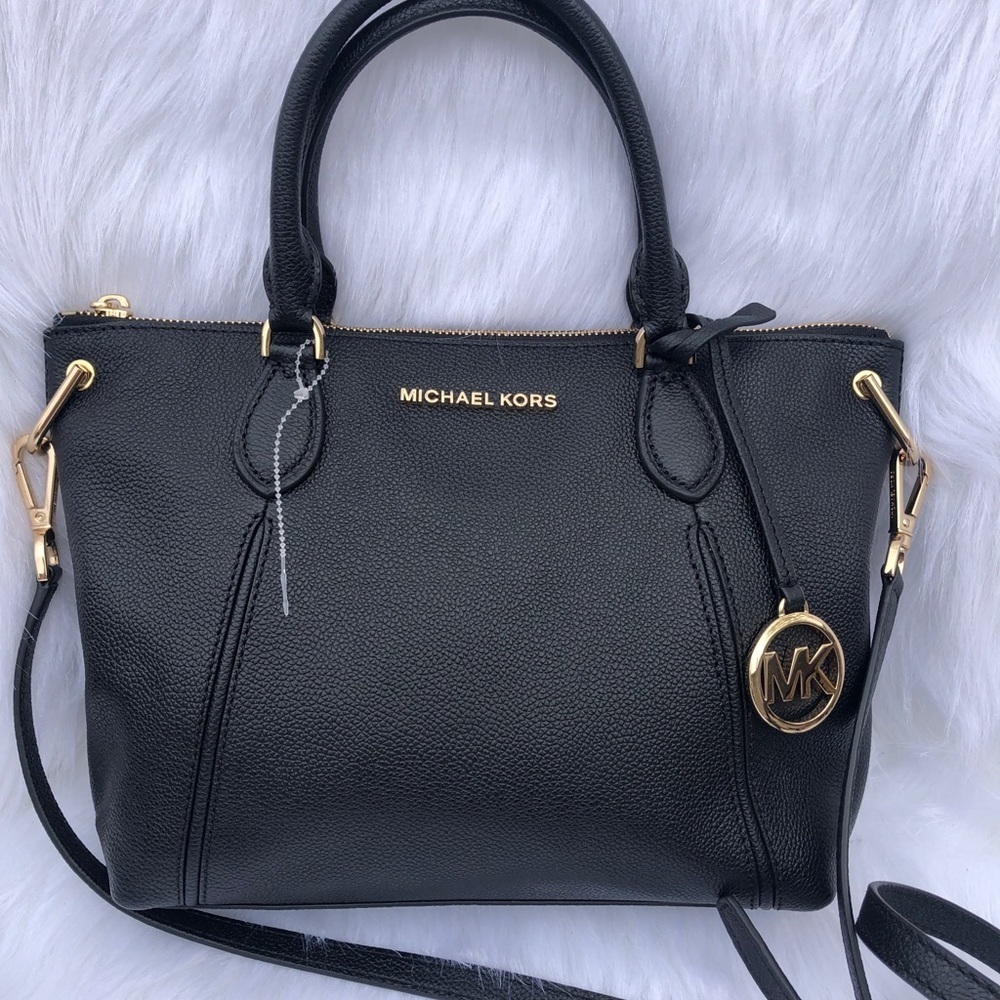 Michael Kors Elson Large Satchel Crossbody Black Elegant Bag